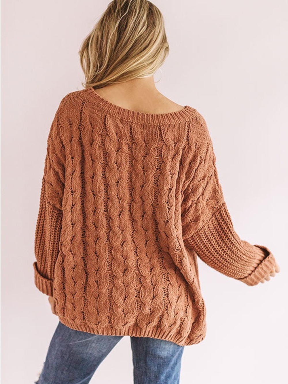 Vici Tan Cable Knit Sweater